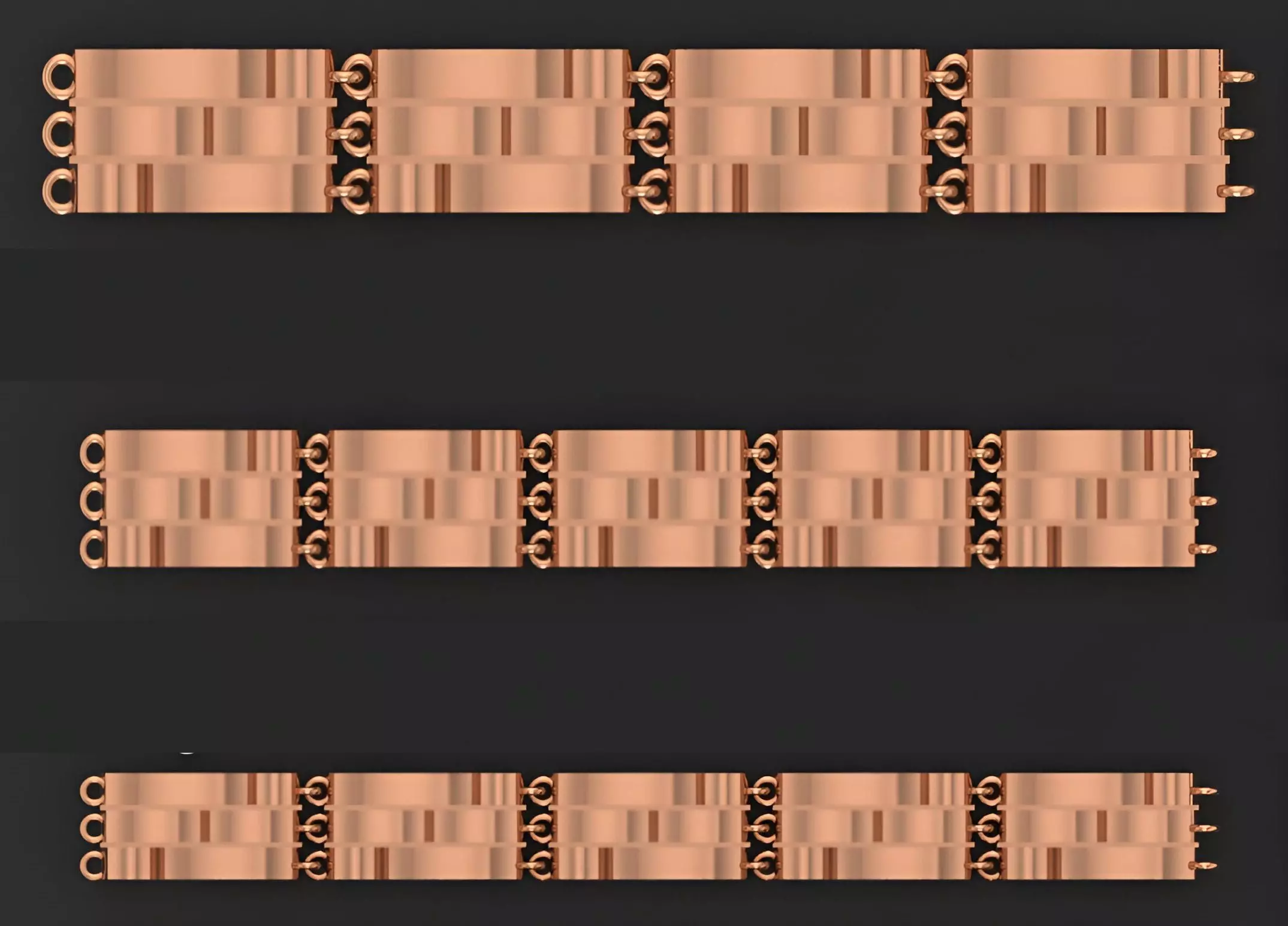 3 Size Gold Bracelet 3dm stl renders details 3D print model_0