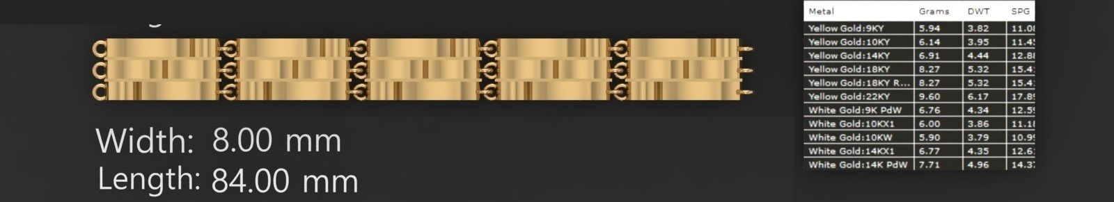 3 Size Gold Bracelet 3dm stl renders details 3D print model_6