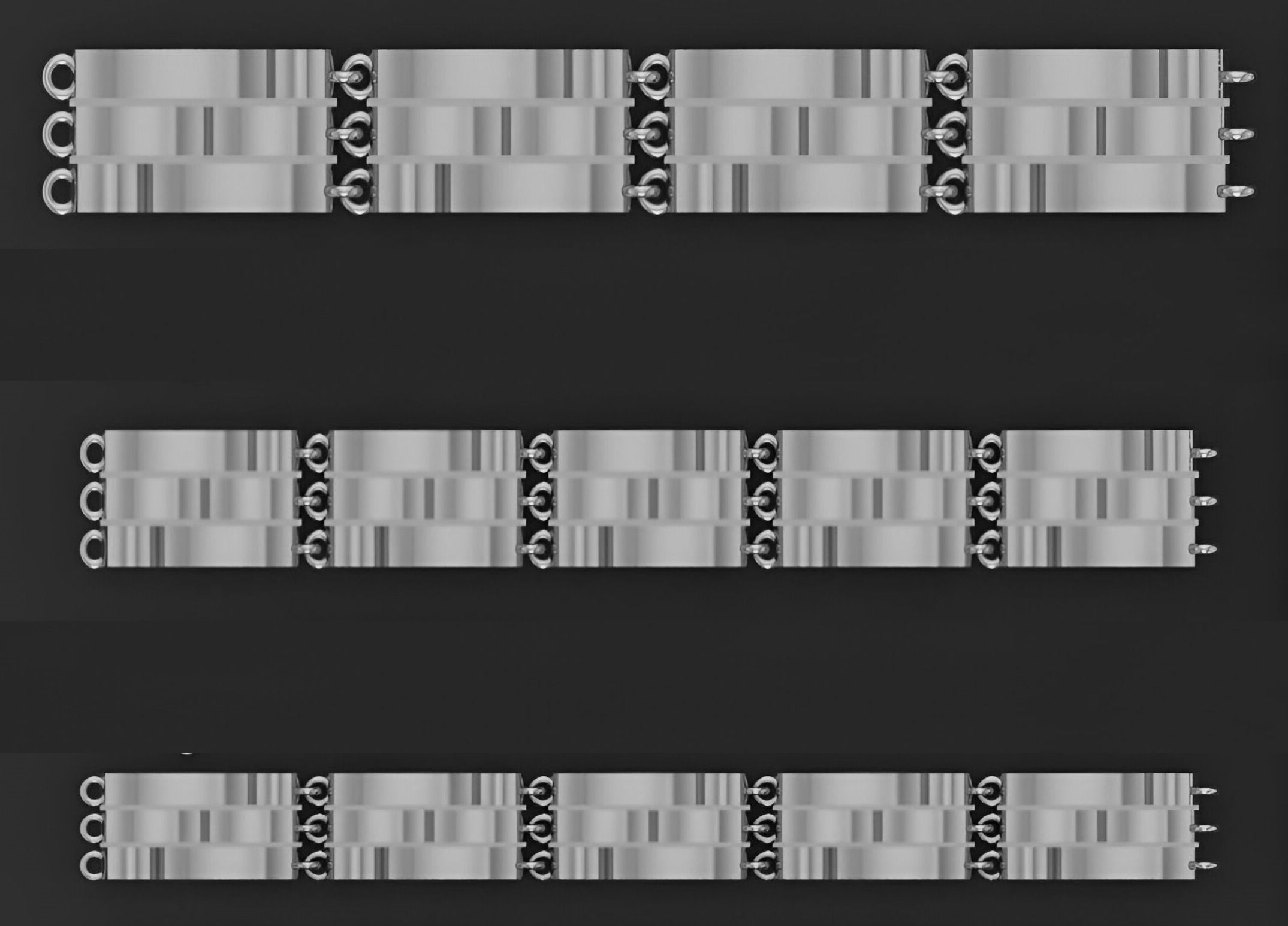 3 Size Gold Bracelet 3dm stl renders details 3D print model_2