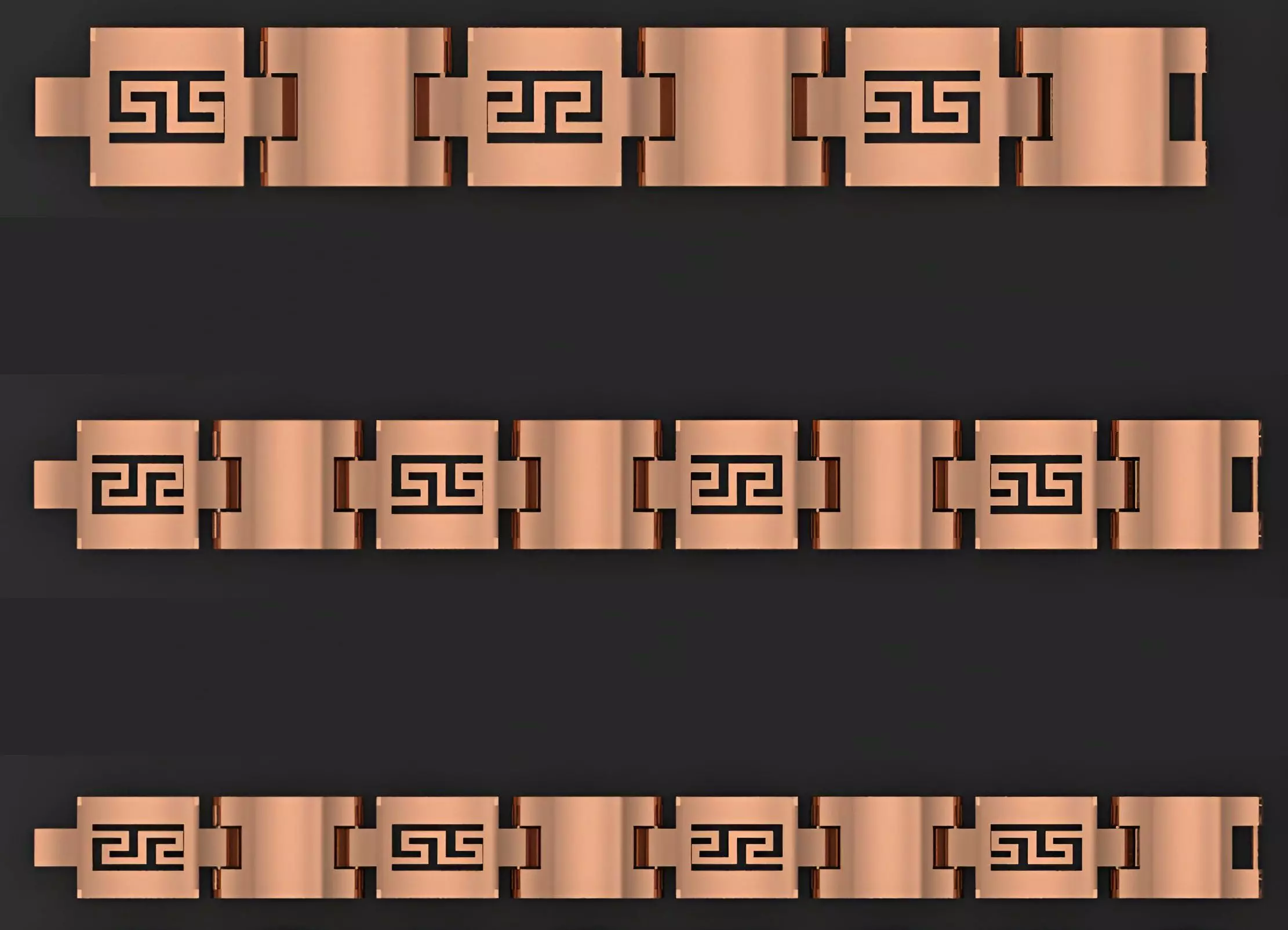 3 Size Gold Bracelet 3dm stl renders details 3D print model_0