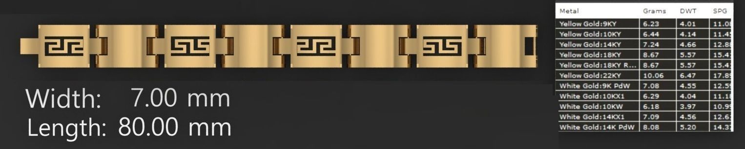 3 Size Gold Bracelet 3dm stl renders details 3D print model_6