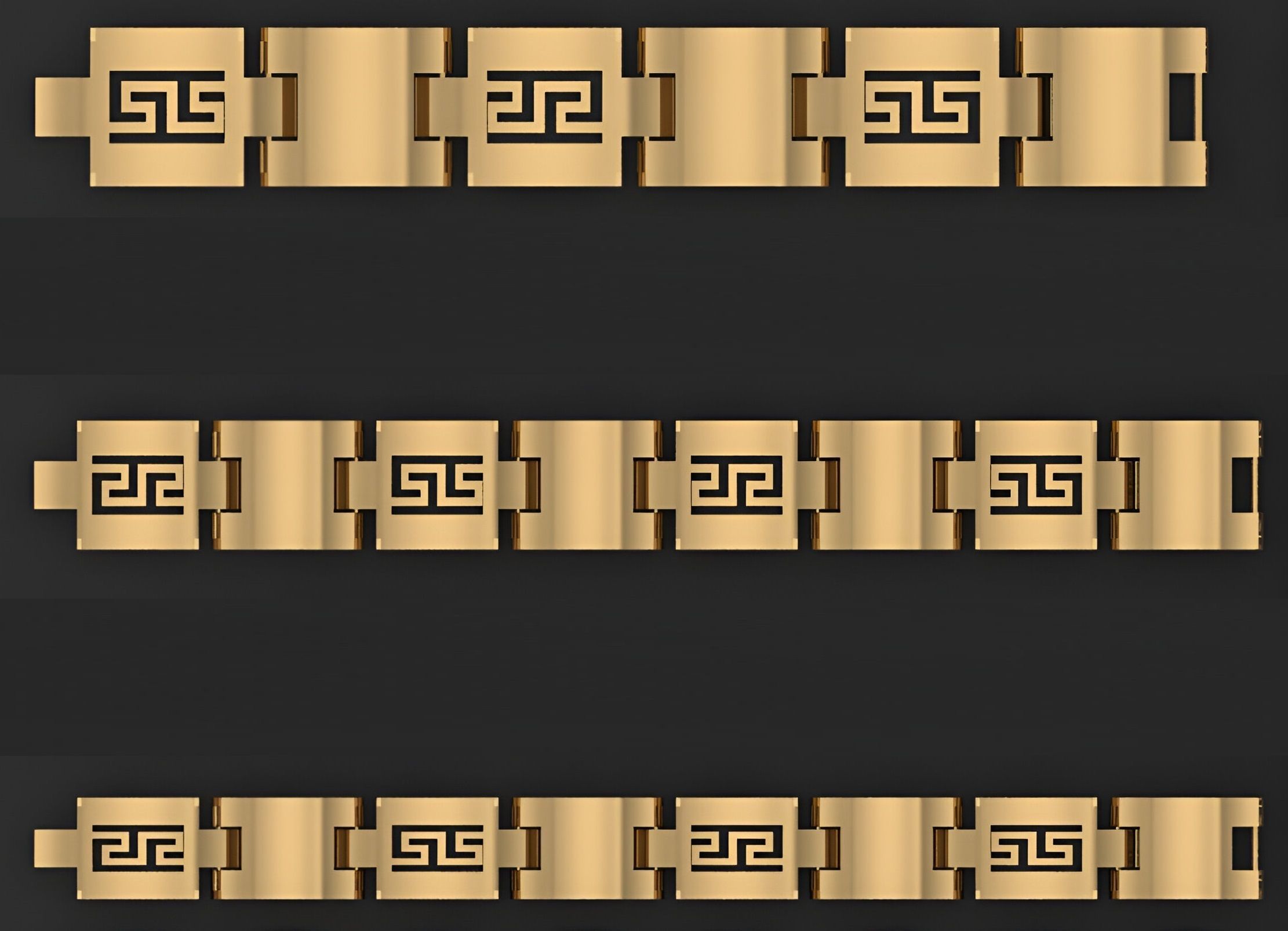 3 Size Gold Bracelet 3dm stl renders details 3D print model_1