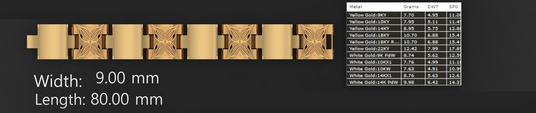 3 Size Gold Bracelet 3dm stl renders details 3D print model_4
