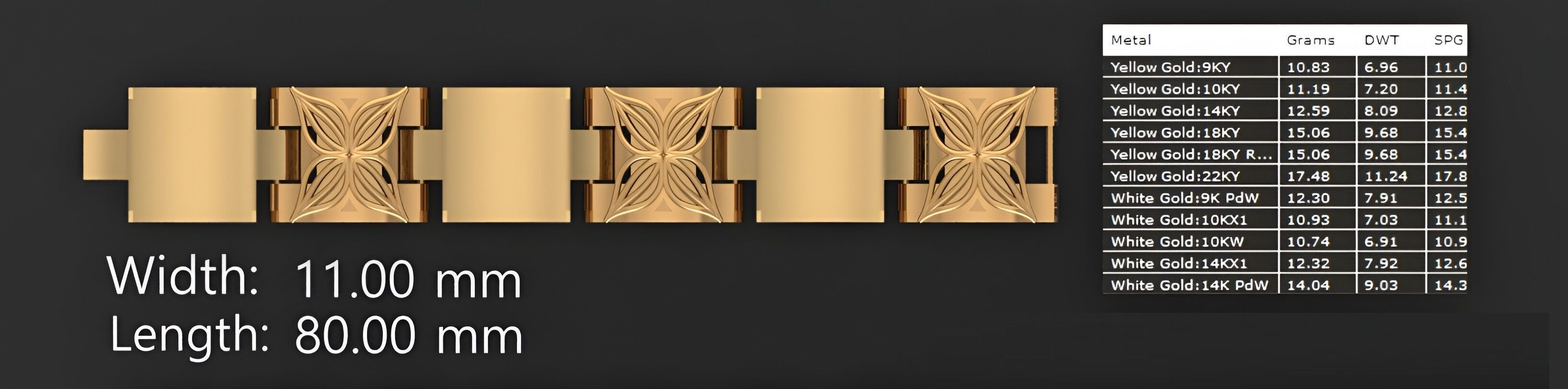 3 Size Gold Bracelet 3dm stl renders details 3D print model_3