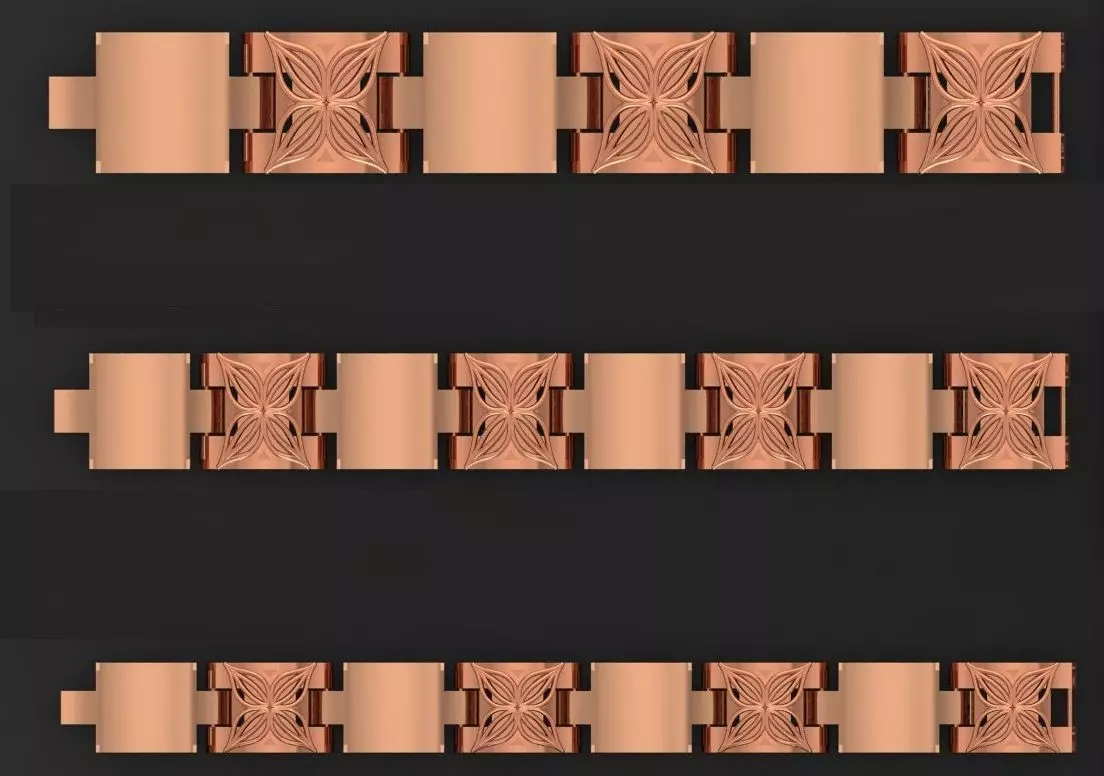 3 Size Gold Bracelet 3dm stl renders details 3D print model_0