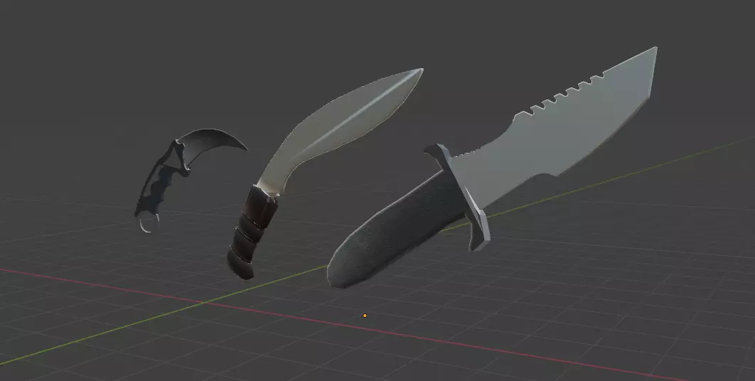 Low Poly Triple Knife Pack Low-poly 3D model_0