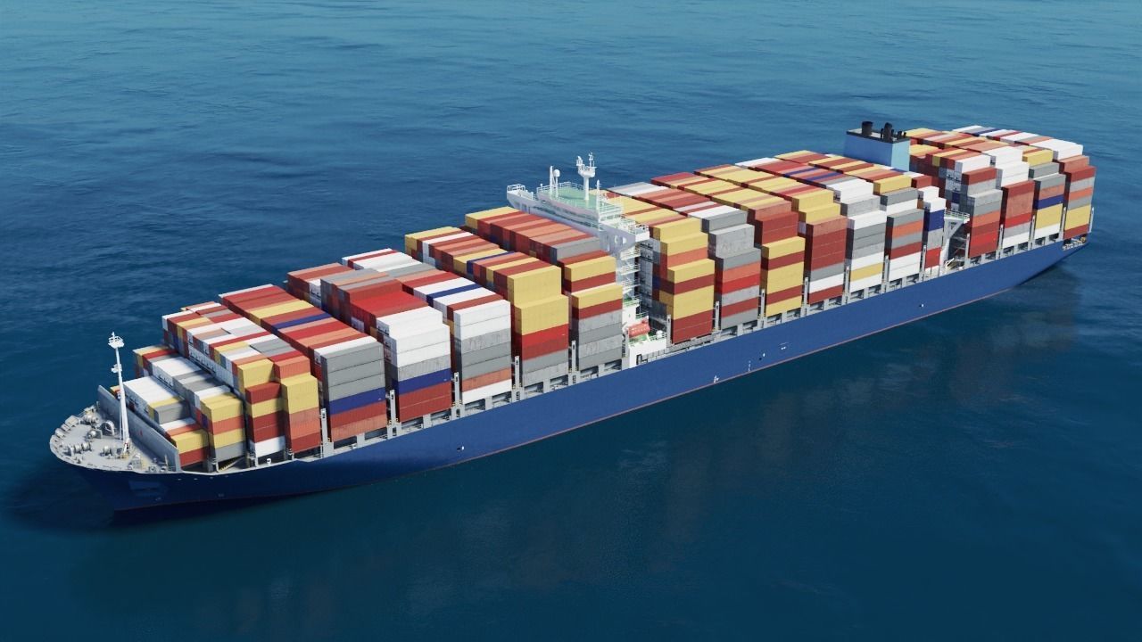 Large Container Ship High-Detail 3D model_9