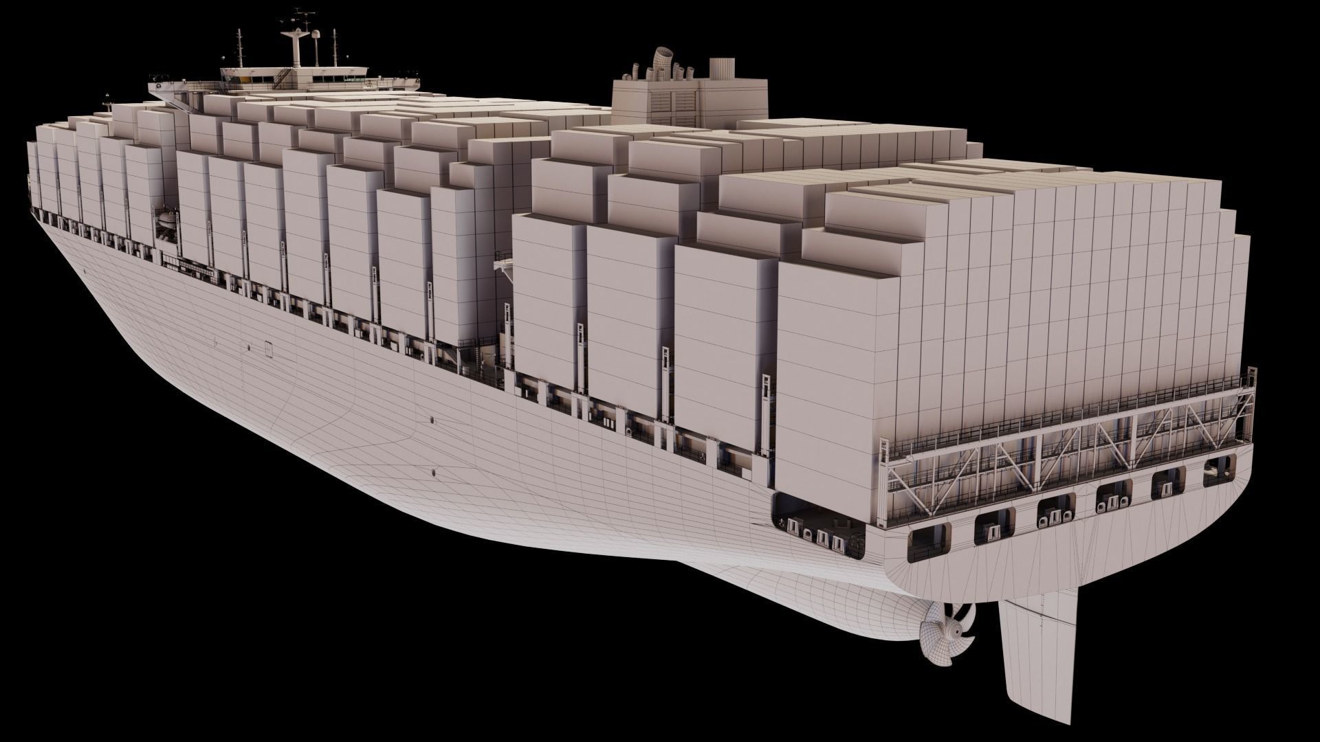 Large Container Ship High-Detail 3D model_12