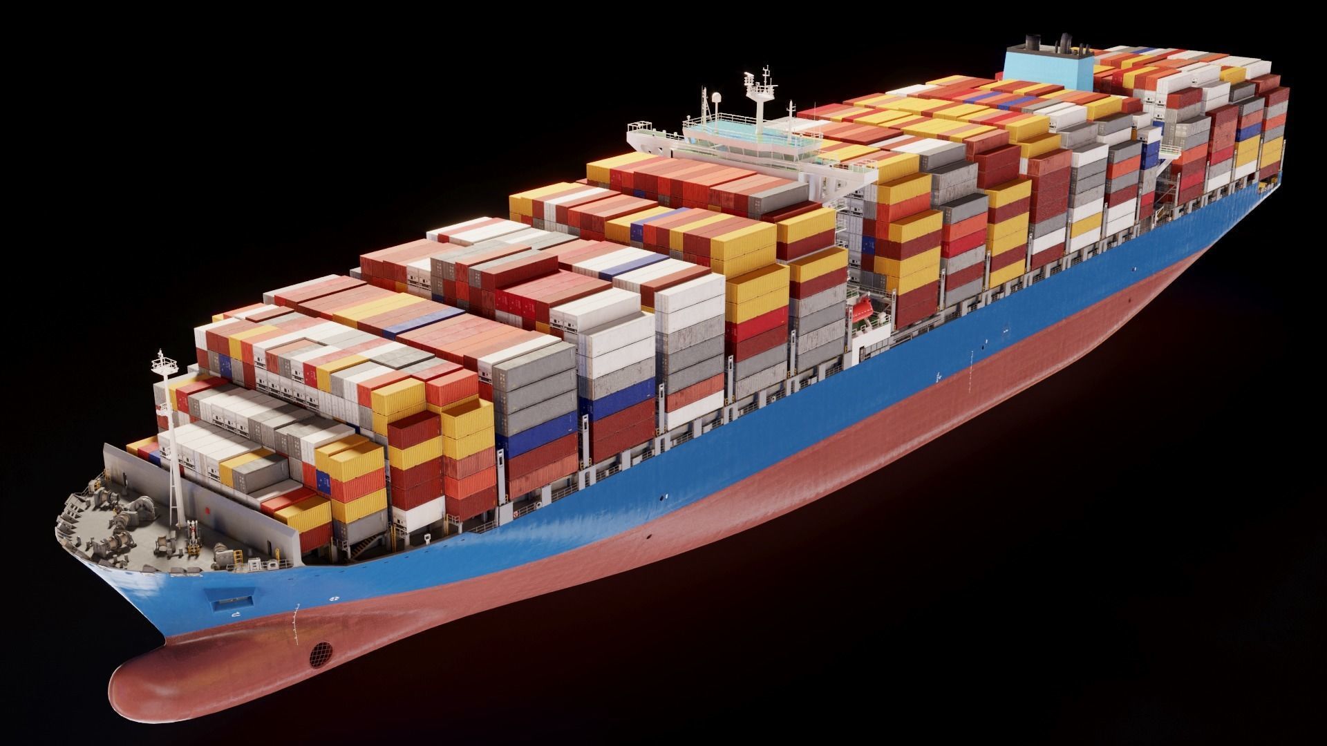 Large Container Ship High-Detail 3D model_4