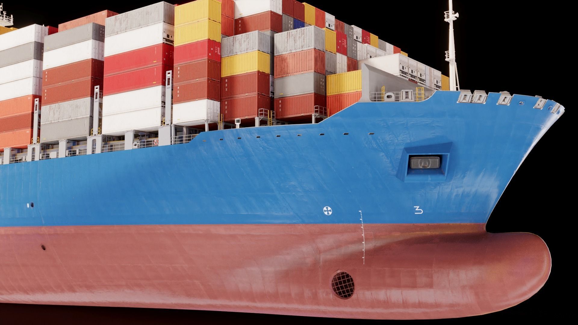 Large Container Ship High-Detail 3D model_7