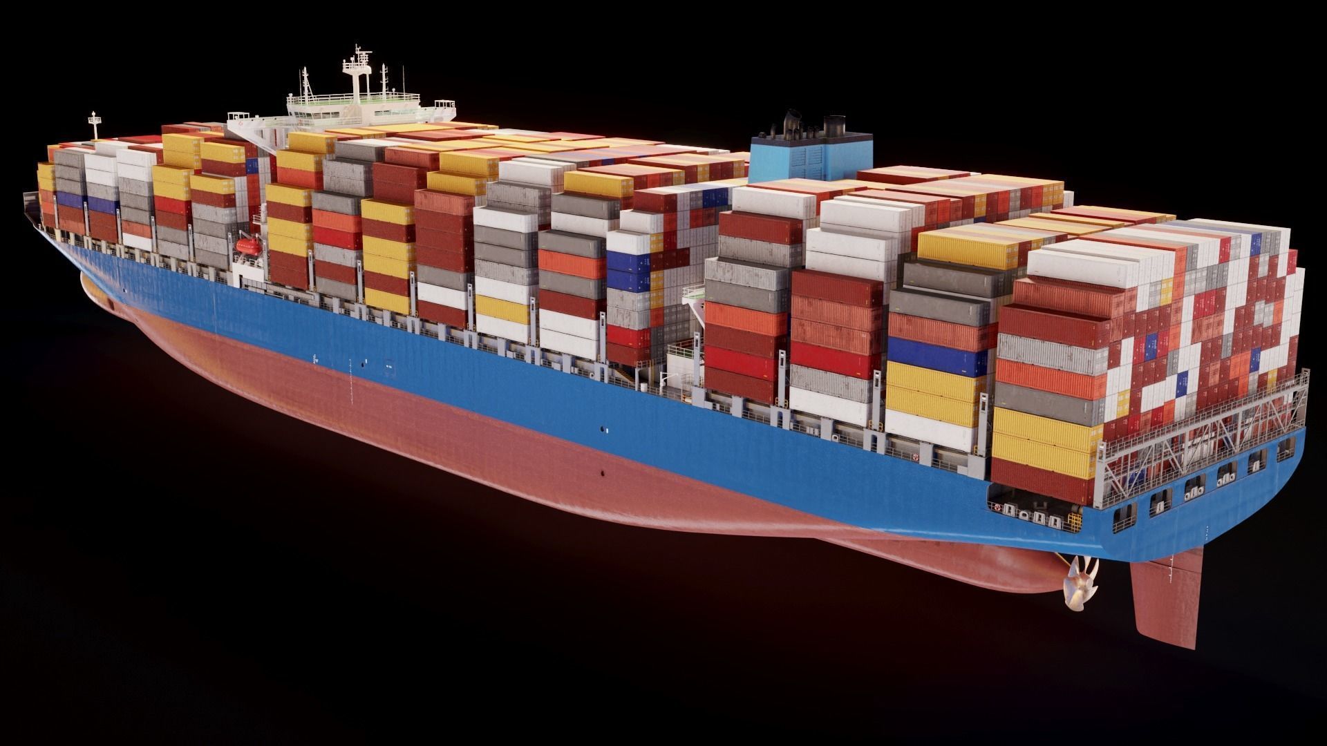 Large Container Ship High-Detail 3D model_6