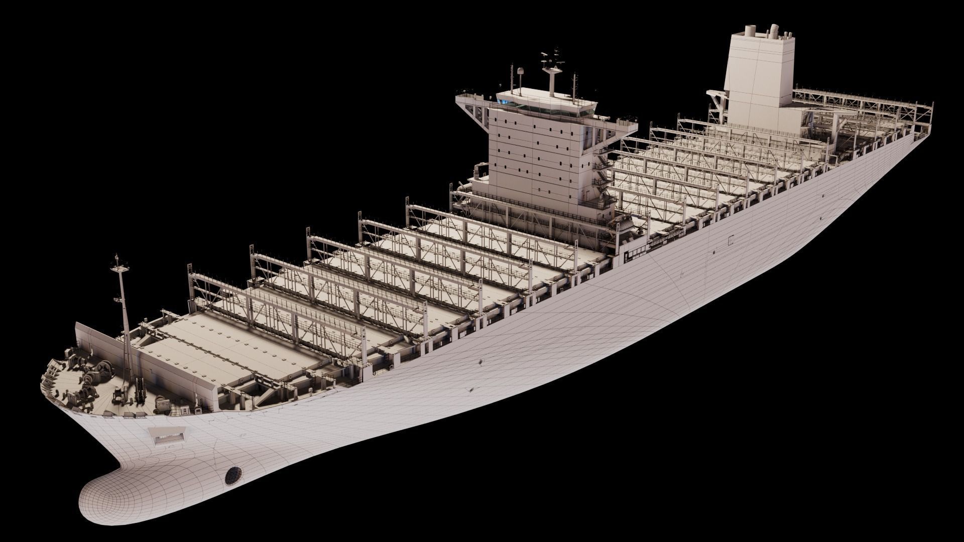 Large Container Ship High-Detail 3D model_11
