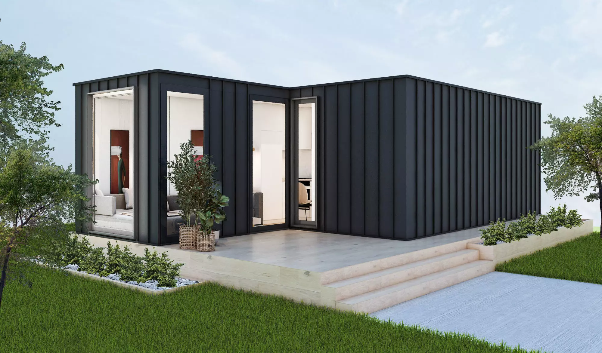 Modern Container House - Tiny House 3D model_0