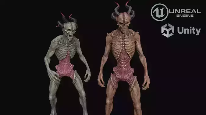 Skeleton demon Low-poly 3D model