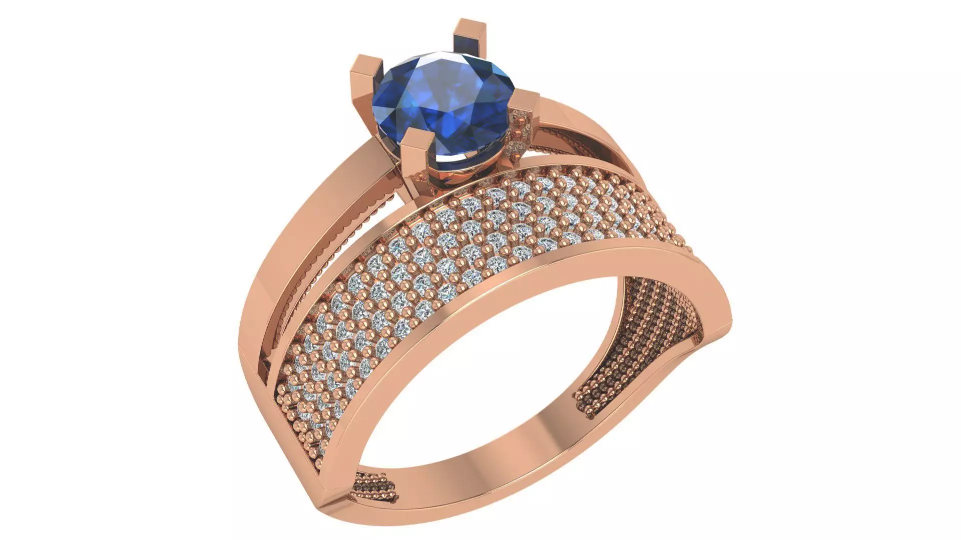 Sapphire Bridal Set 3dm stl renders details  3D print model_0