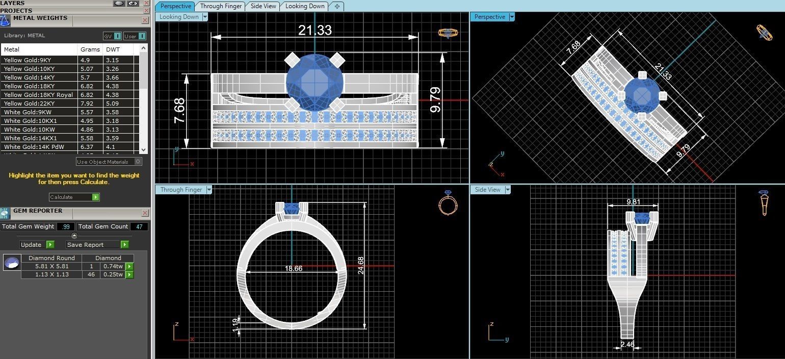 Sapphire Bridal Set 3dm stl renders details  3D print model_3