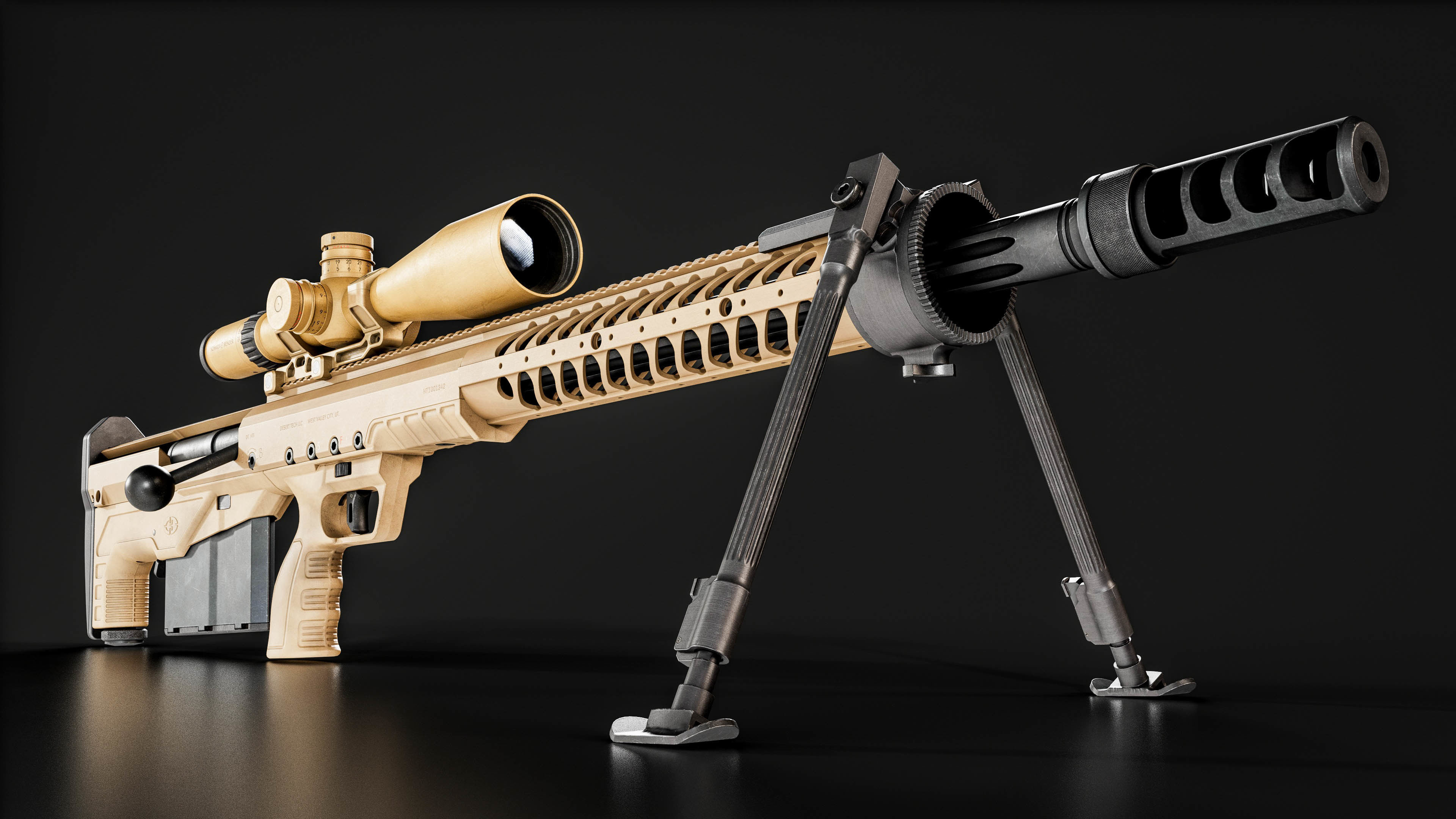 Desert Tech HTI Sniper Rifle Low-poly 3D model_4