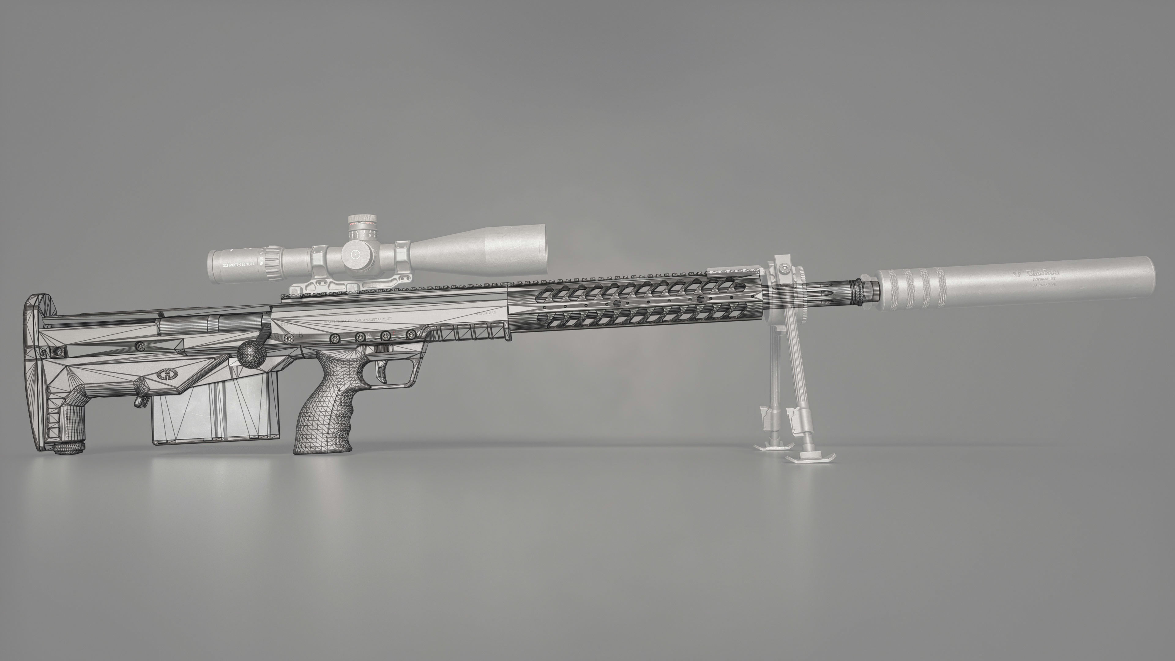 Desert Tech HTI Sniper Rifle Low-poly 3D model_1