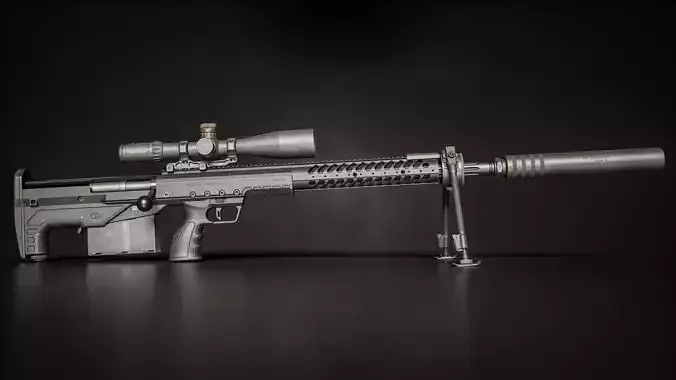 Desert Tech HTI Sniper Rifle Low-poly 3D model