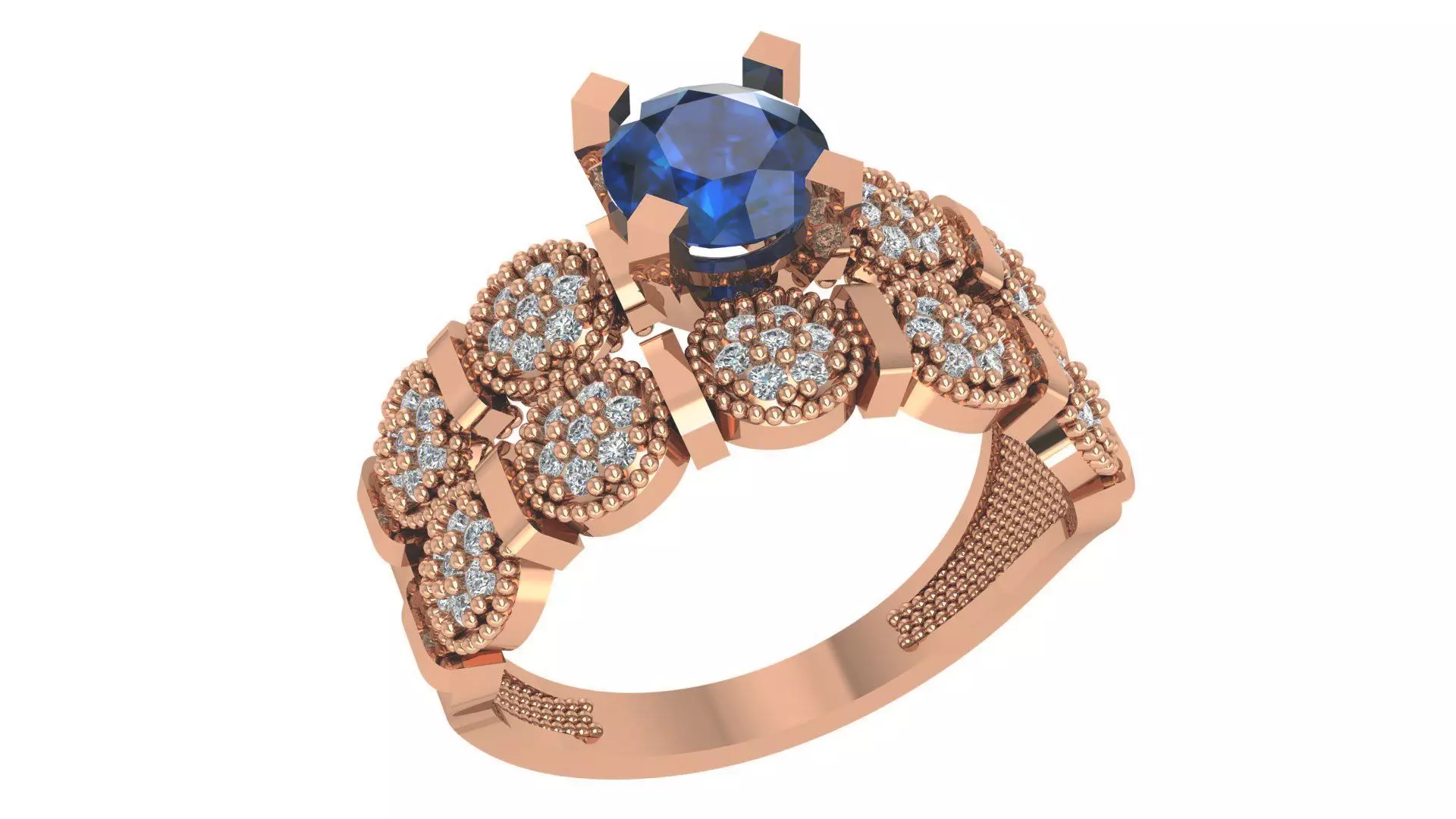 Sapphire Bridal Set 3dm stl renders details 3D print model_0