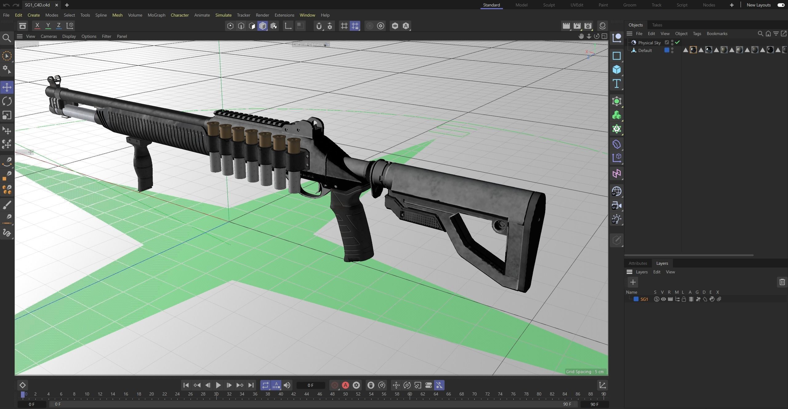 Shotgun 1 Used Low-poly 3D model_24
