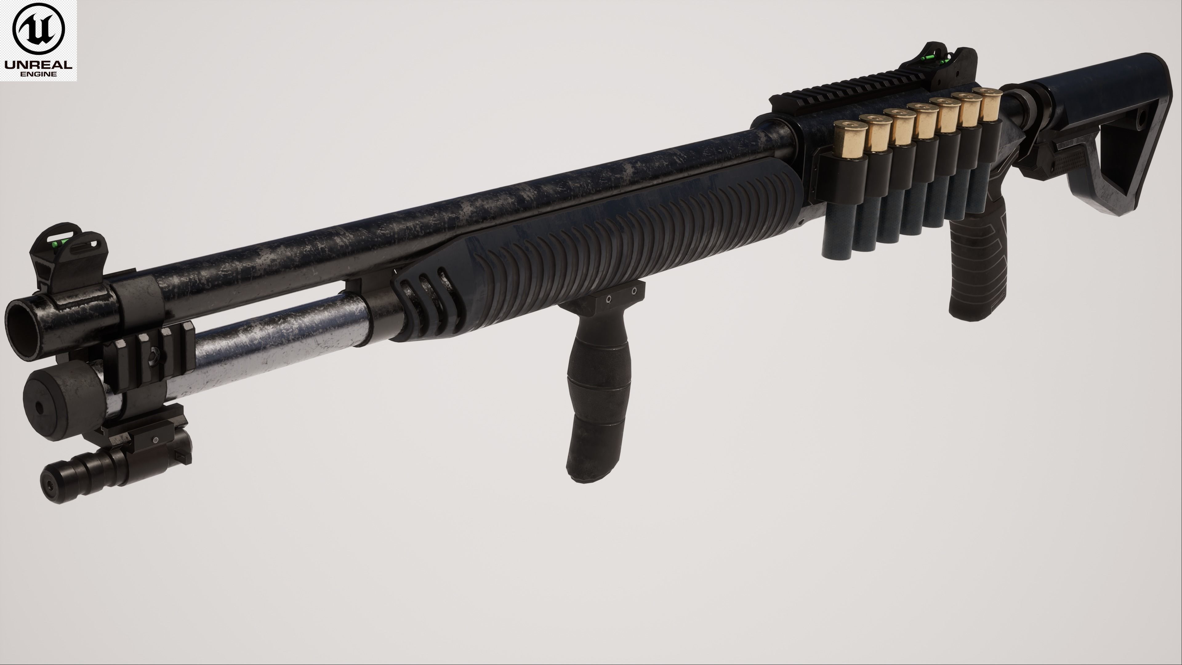 Shotgun 1 Used Low-poly 3D model_1