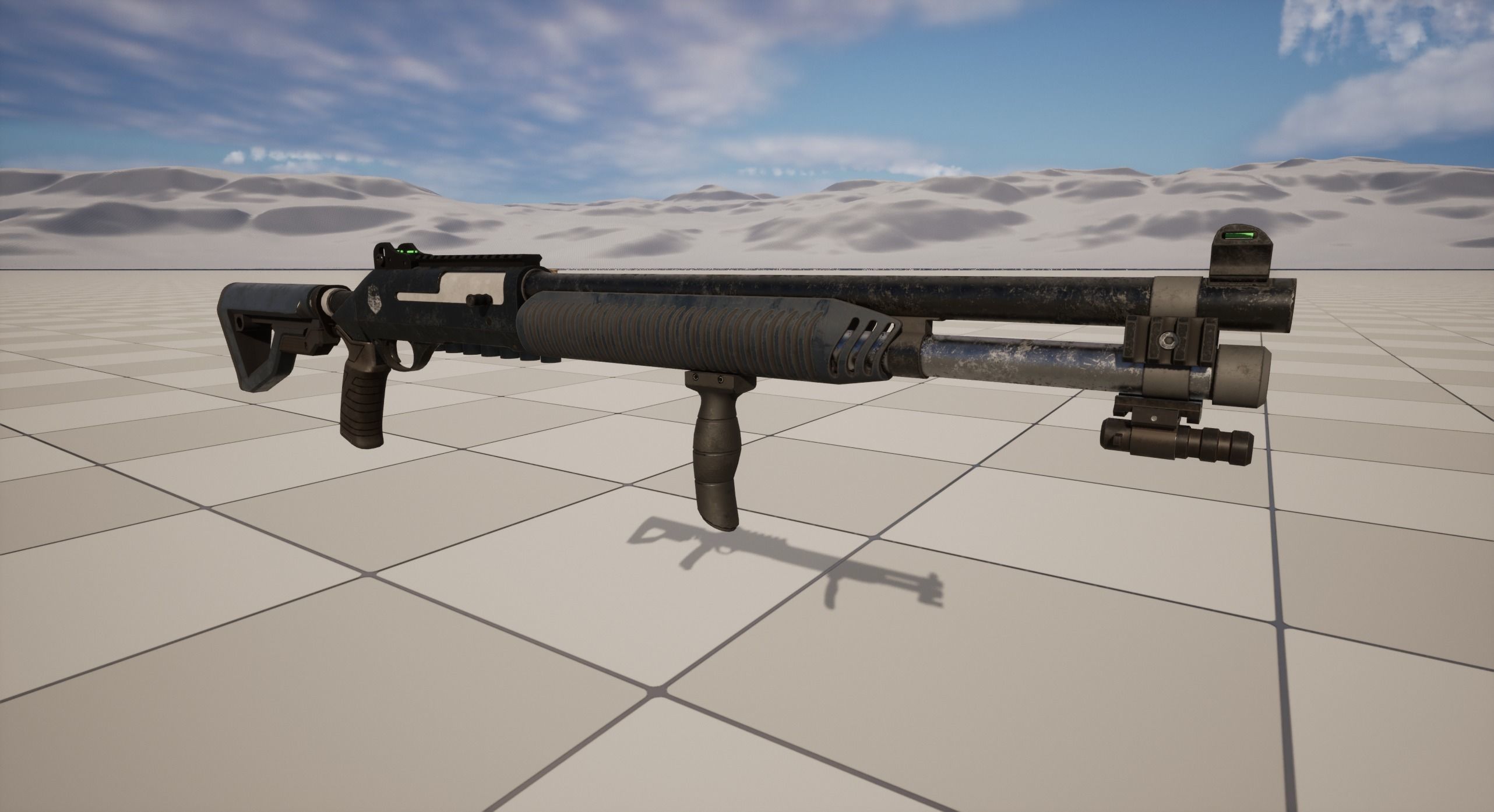 Shotgun 1 Used Low-poly 3D model_9