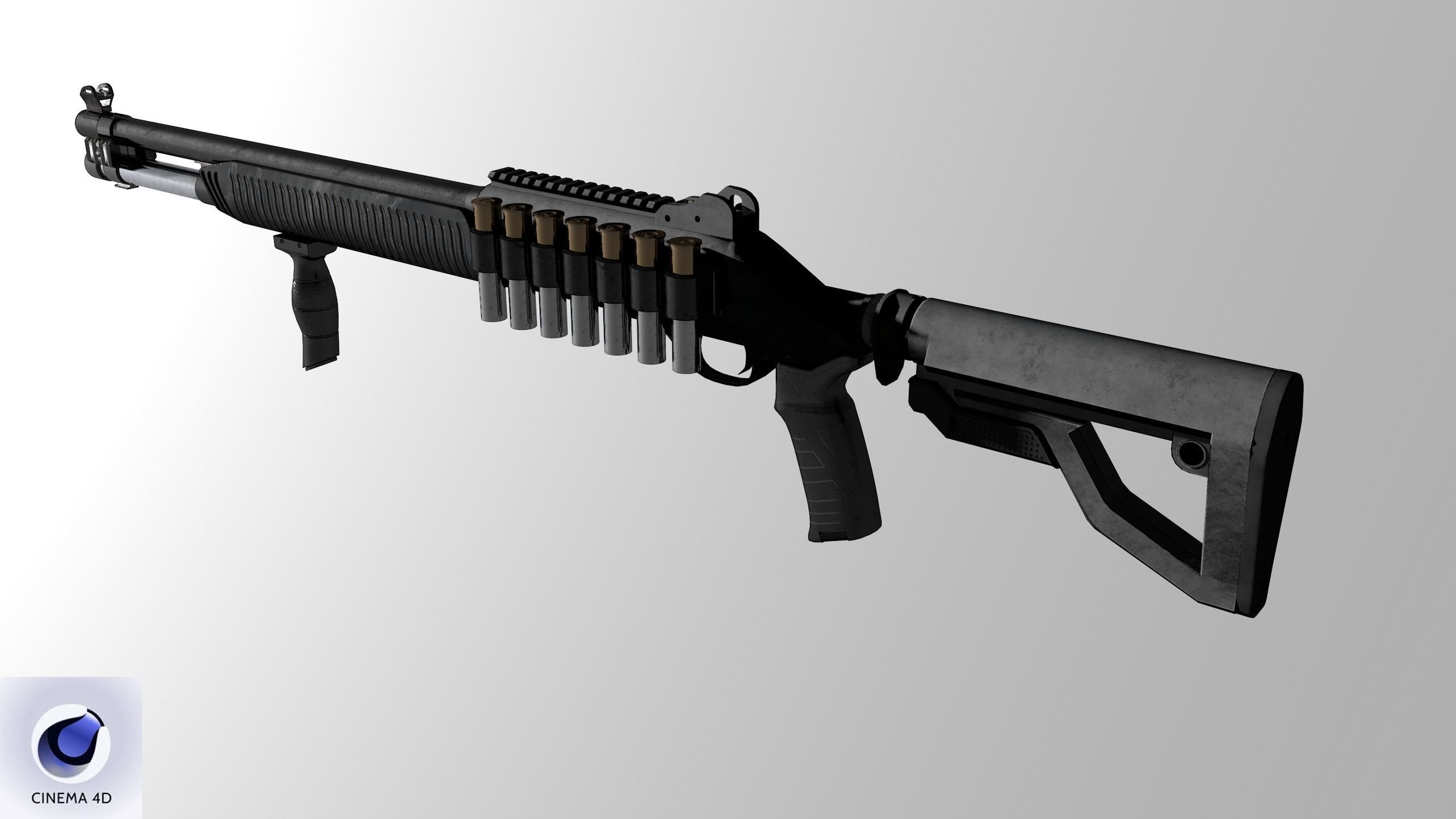 Shotgun 1 Used Low-poly 3D model_23