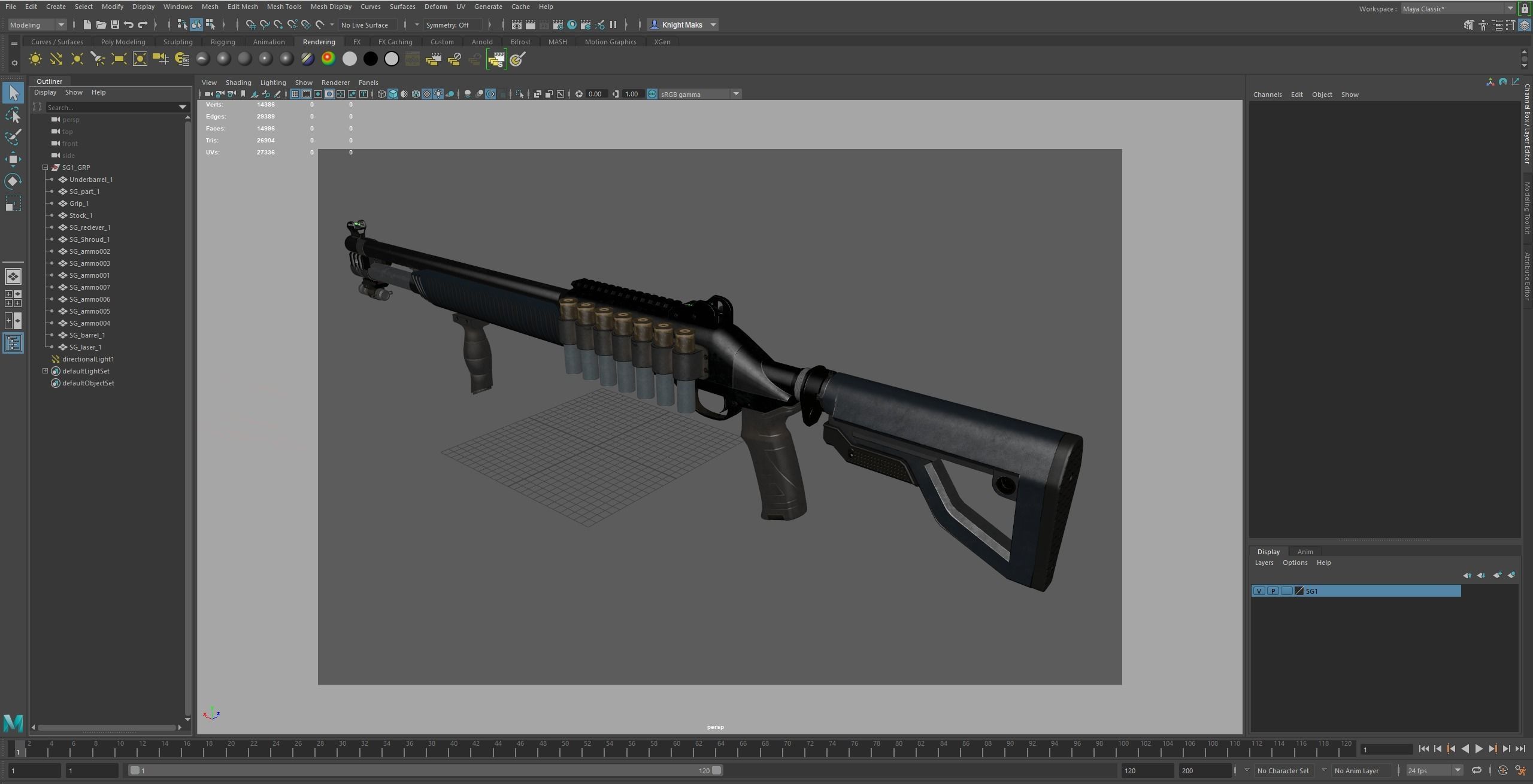 Shotgun 1 Used Low-poly 3D model_22