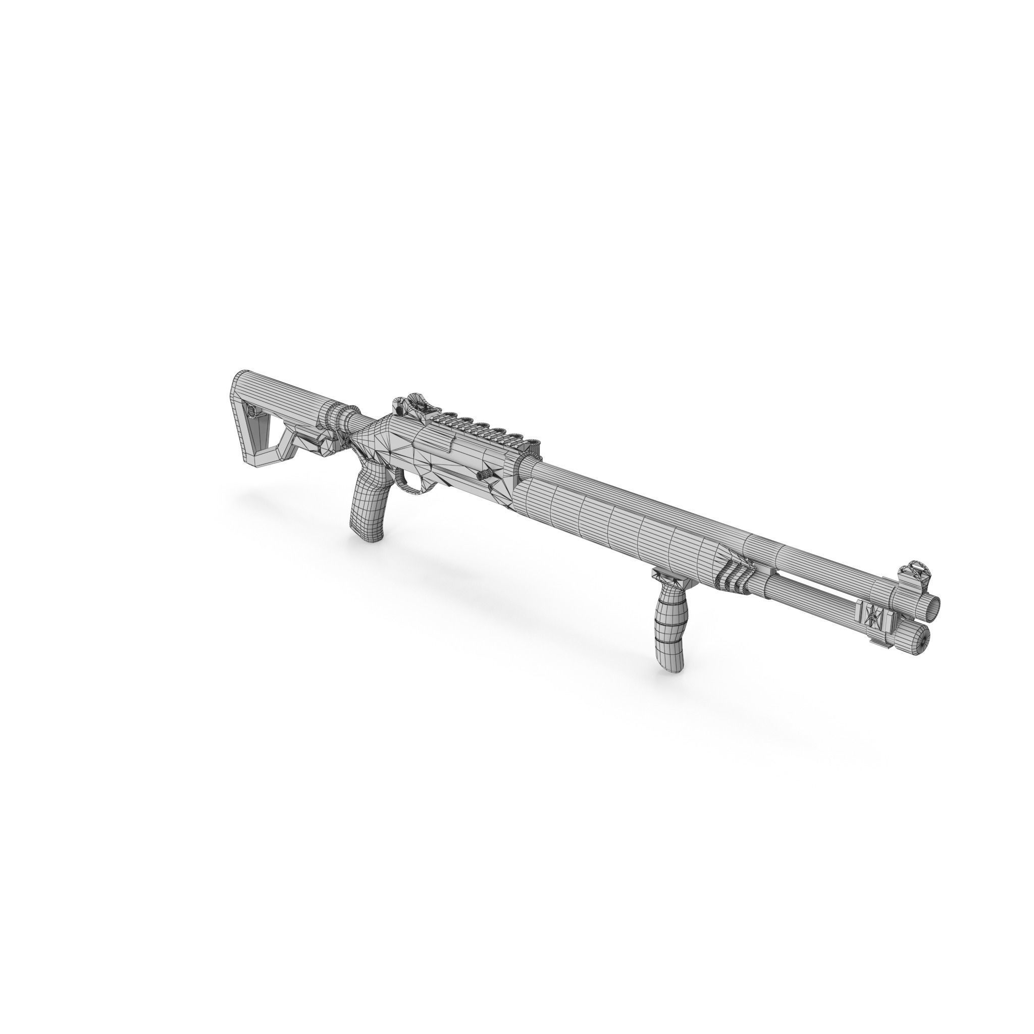 Shotgun 1 Used Low-poly 3D model_12