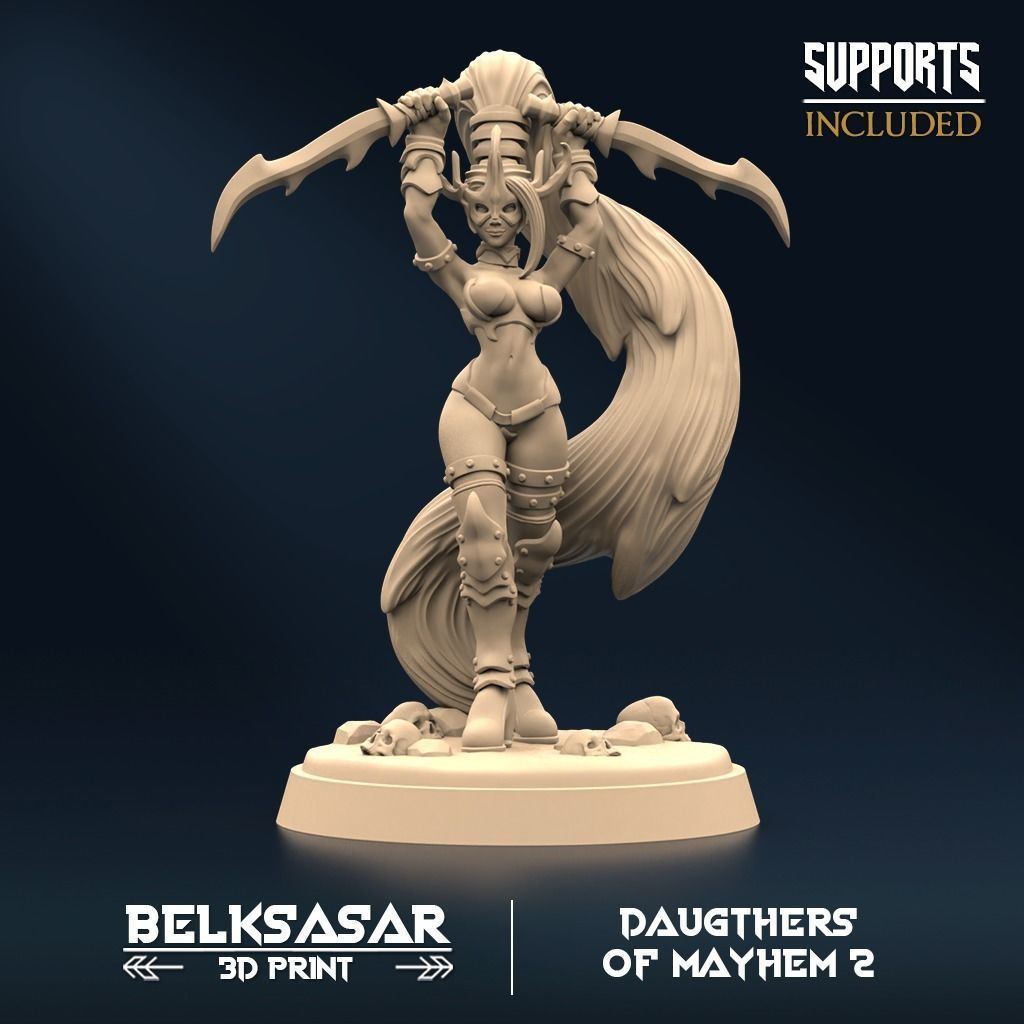 Twinblade Sisters of Mayhem Set x5 Normal and Nude 3D print model_8