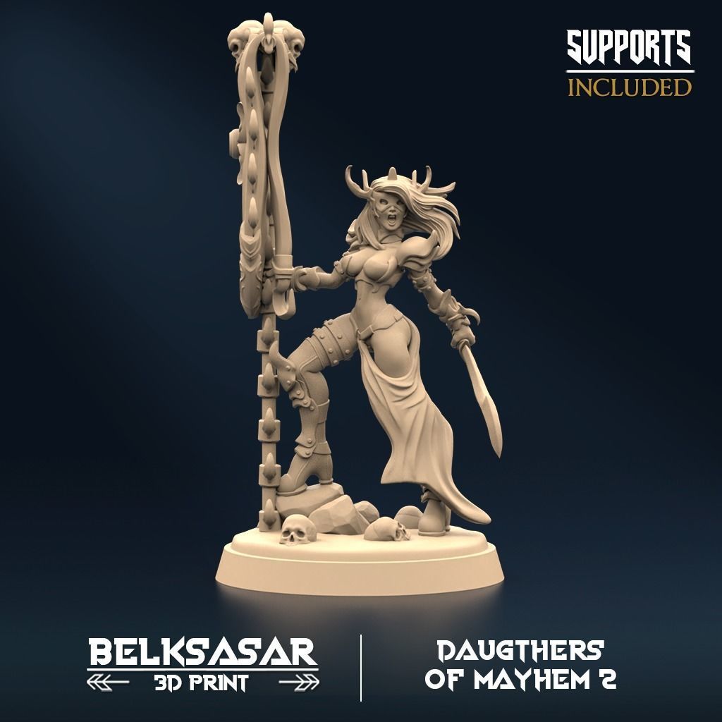 Twinblade Sisters of Mayhem Set x5 Normal and Nude 3D print model_10