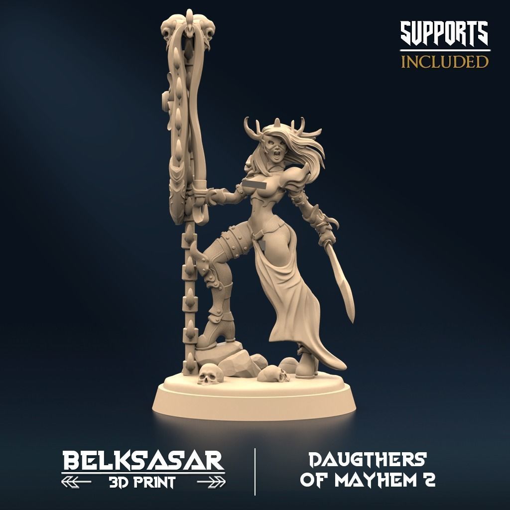 Twinblade Sisters of Mayhem Set x5 Normal and Nude 3D print model_5