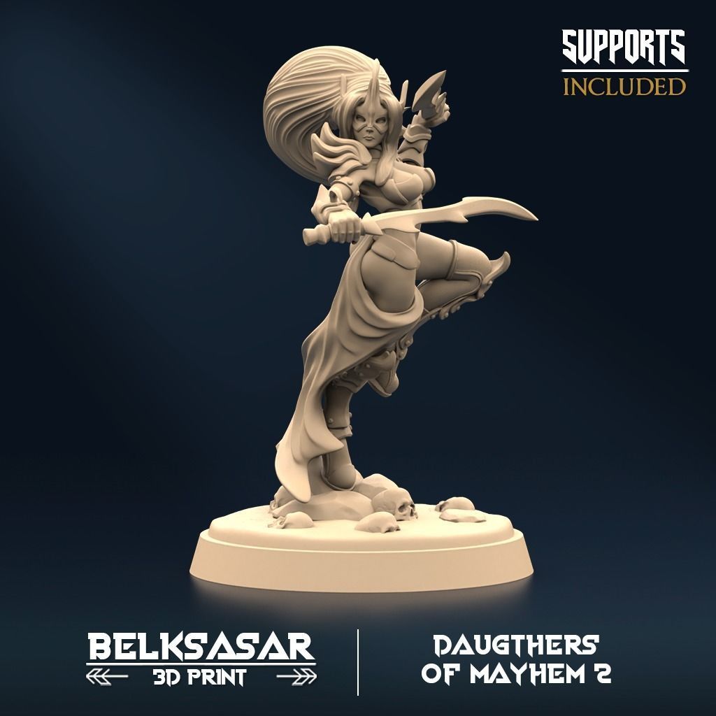 Twinblade Sisters of Mayhem Set x5 Normal and Nude 3D print model_7