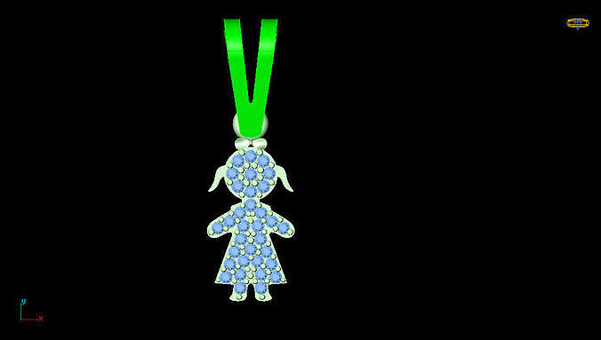 Girl Iced-out pendant 3d print model 3D print model
