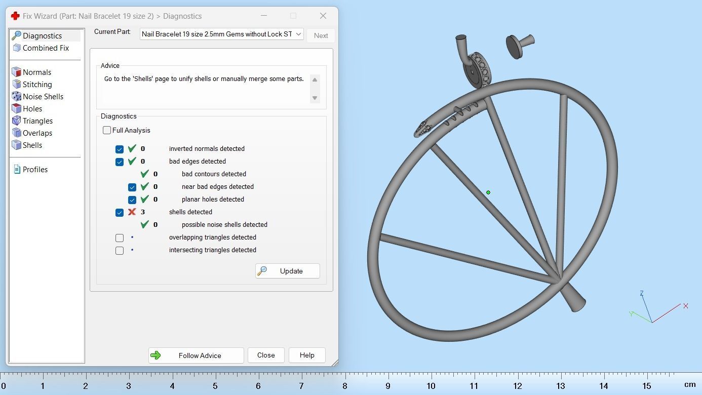 Juste un clou Bracelet 19 Size with Gems Small Version N180 3D print model_10