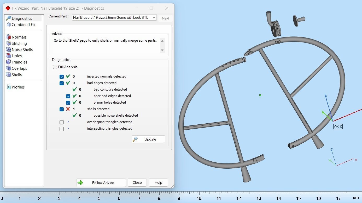 Juste un clou Bracelet 19 Size with Gems Small Version N180 3D print model_9