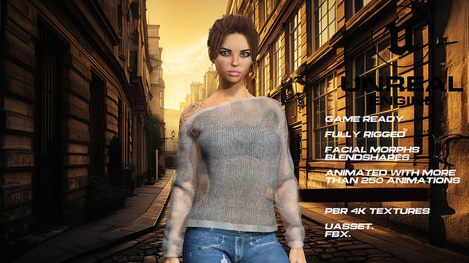 Casual girl full rigged - game ready - animated Low-poly 3D model