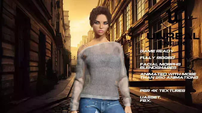 Casual girl full rigged - game ready - animated