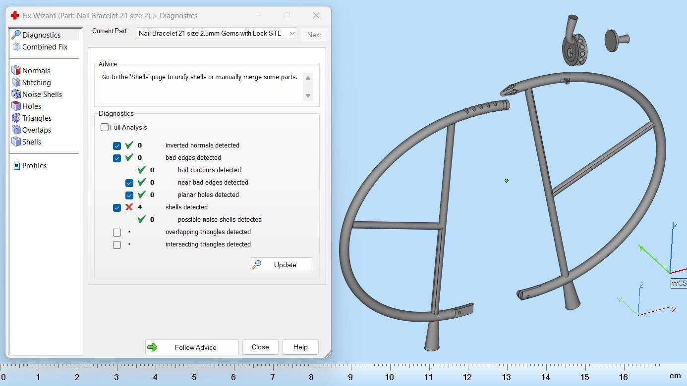 Juste un clou Bracelet 21 Size with Gems Small Version N182 3D print model_9
