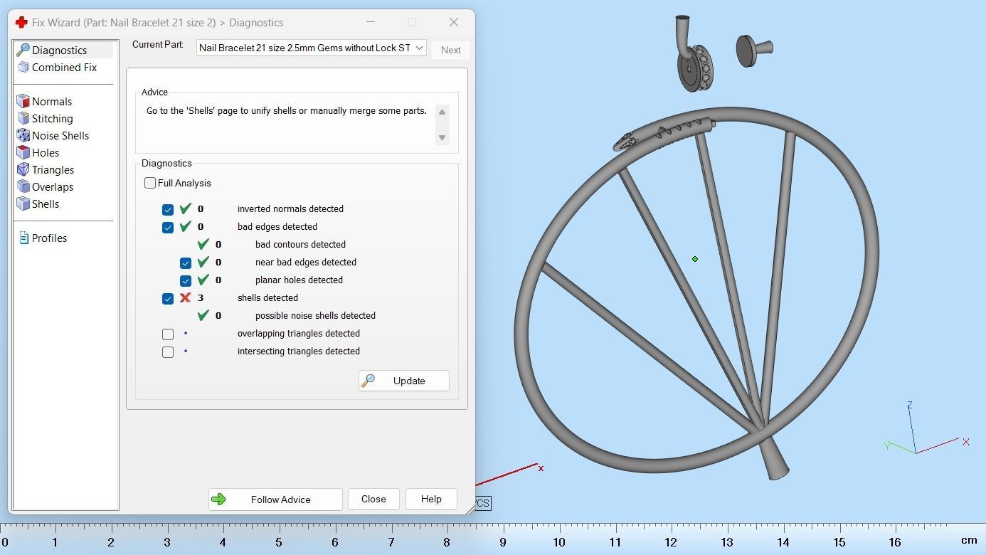 Juste un clou Bracelet 21 Size with Gems Small Version N182 3D print model_10