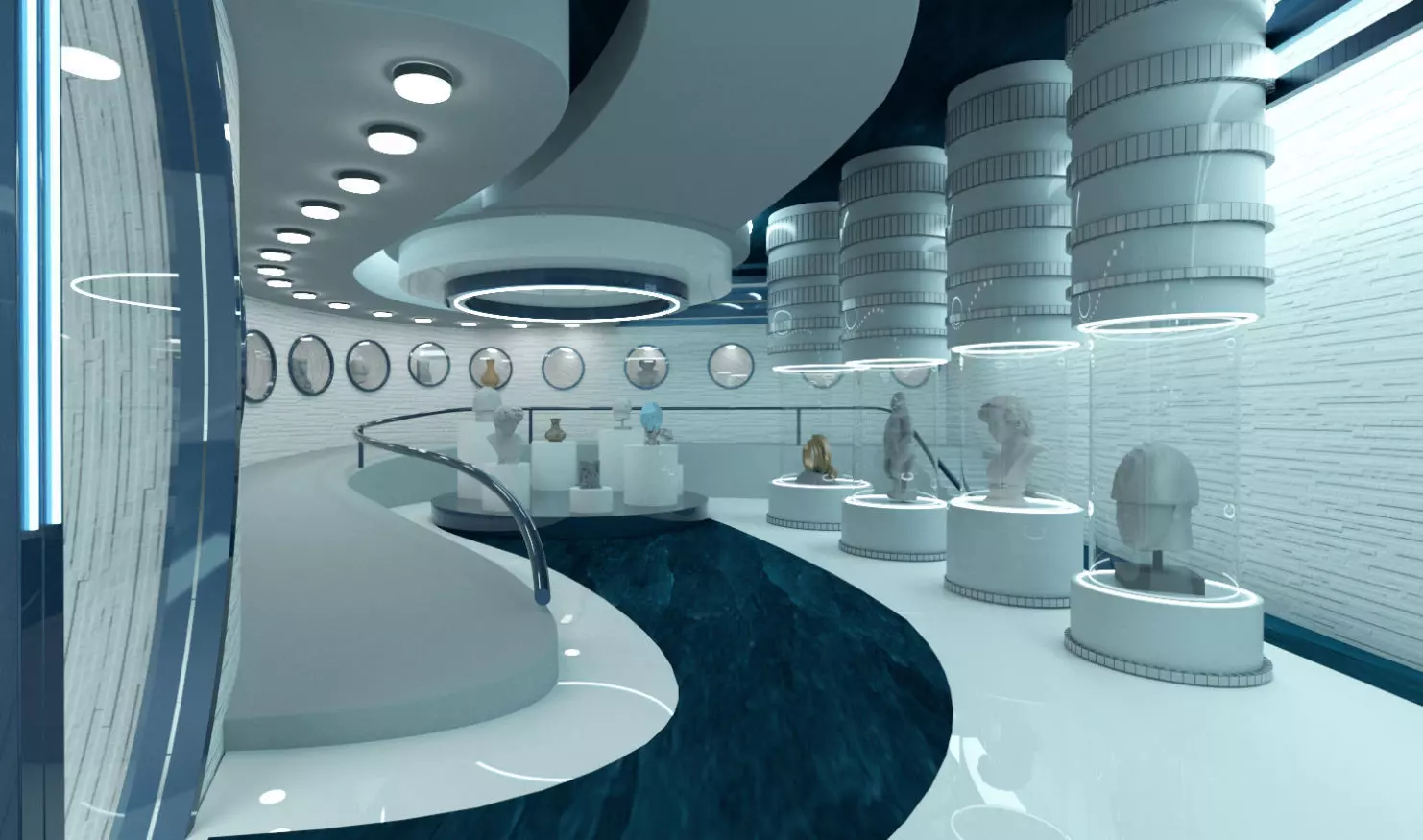 Futuristic Museum Interior 3D model_0