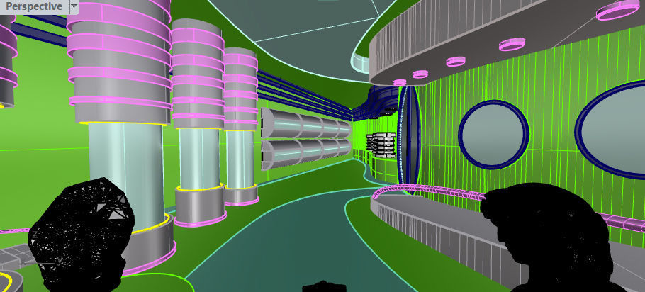 Futuristic Museum Interior 3D model_7