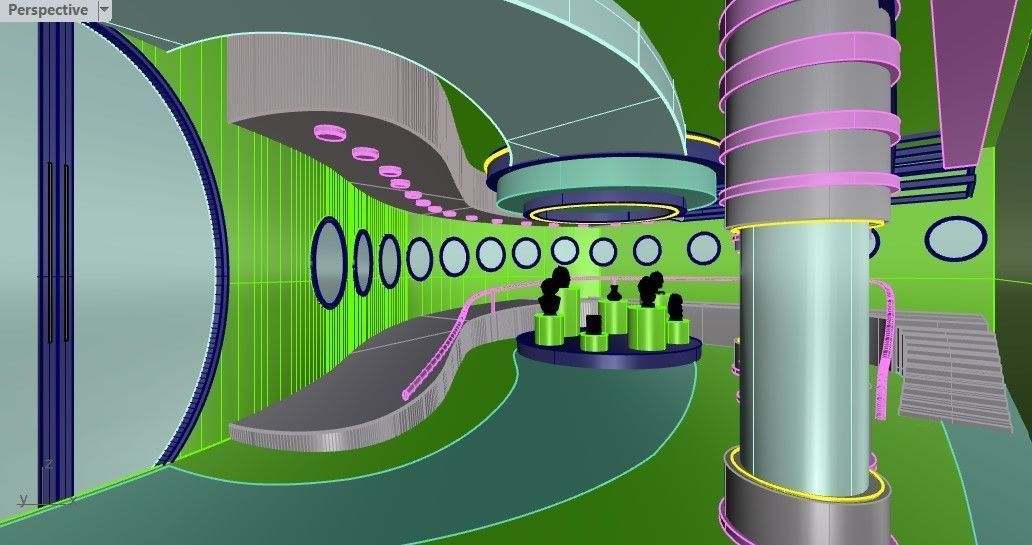 Futuristic Museum Interior 3D model_3