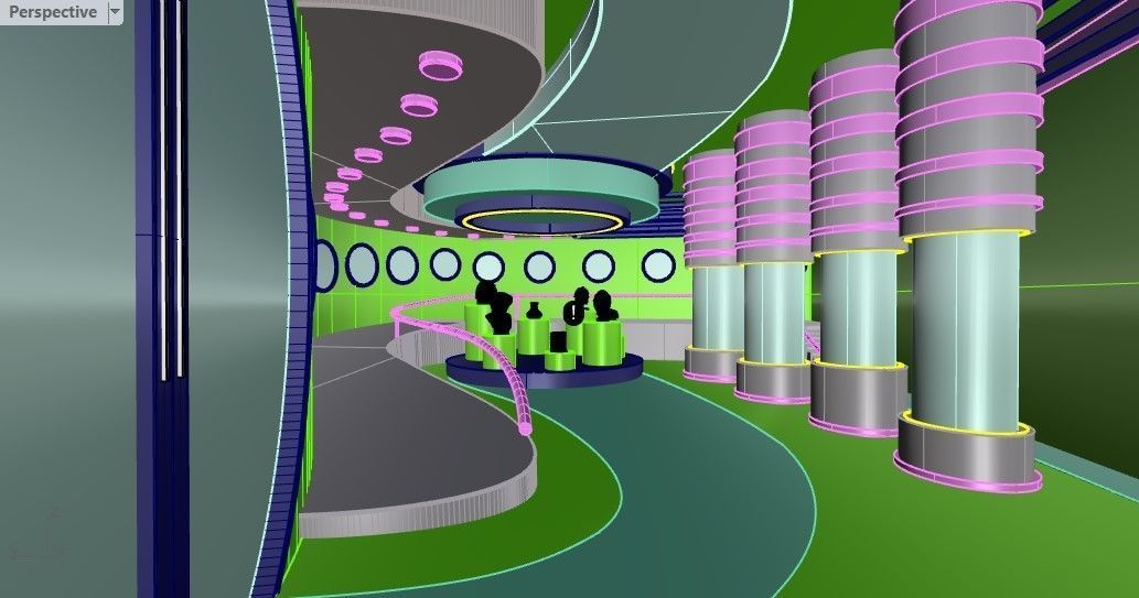 Futuristic Museum Interior 3D model_2