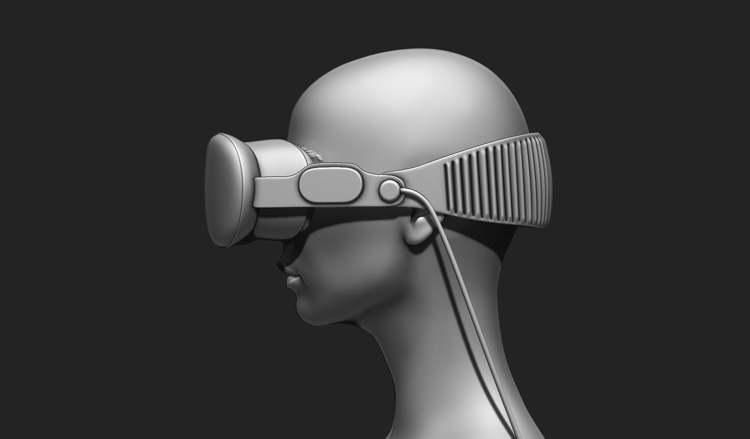 VR Headset and Accessories - VR Vision Pro Style Low-poly 3D model_2