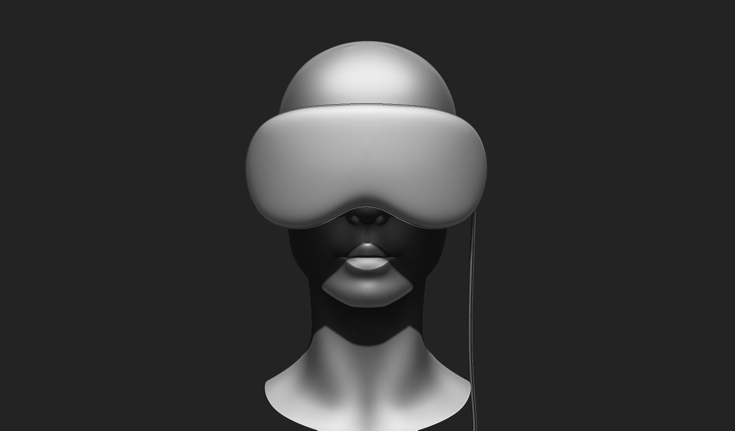 VR Headset and Accessories - VR Vision Pro Style Low-poly 3D model_1