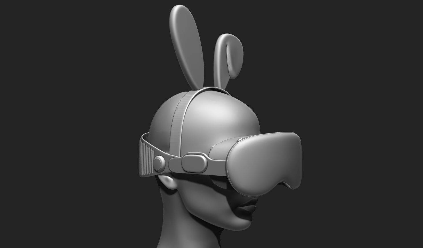 VR Headset and Accessories - VR Vision Pro Style Low-poly 3D model_22