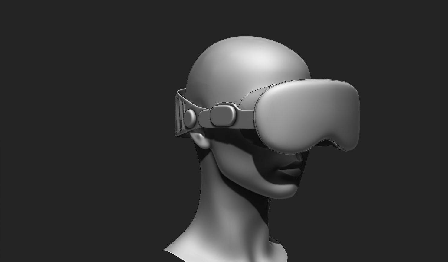 VR Headset and Accessories - VR Vision Pro Style Low-poly 3D model_4