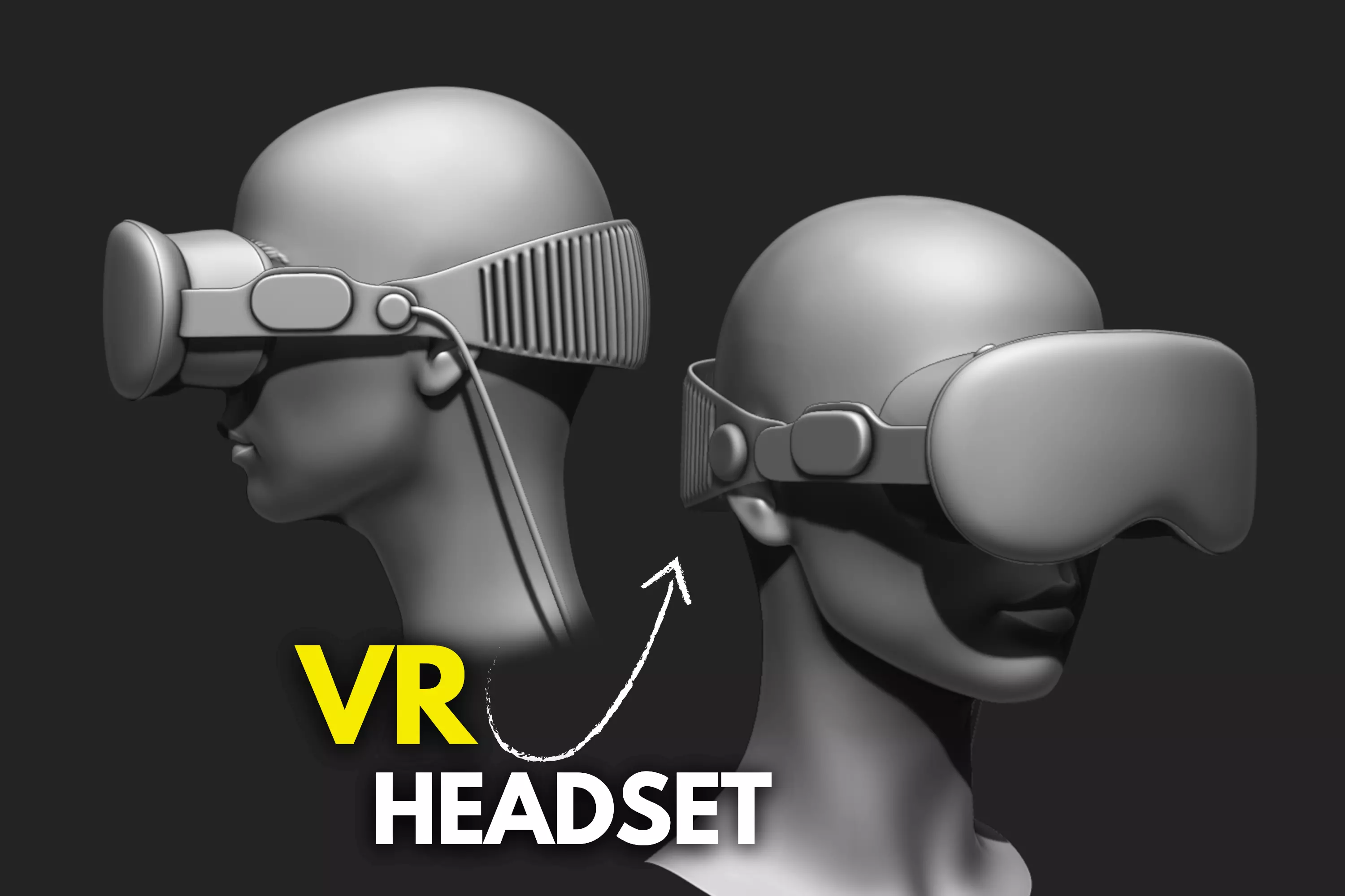 VR Headset and Accessories - VR Vision Pro Style Low-poly 3D model_0